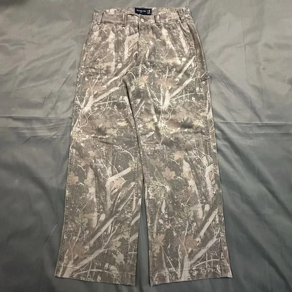 Abercrombie & Fitch Baggy Carpenter Pants Mens 30x30 Camo Workwear Utility Y2K